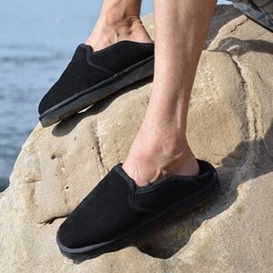 New Aussie Merino Black Byron Suede Men’s Slippers Sz 7